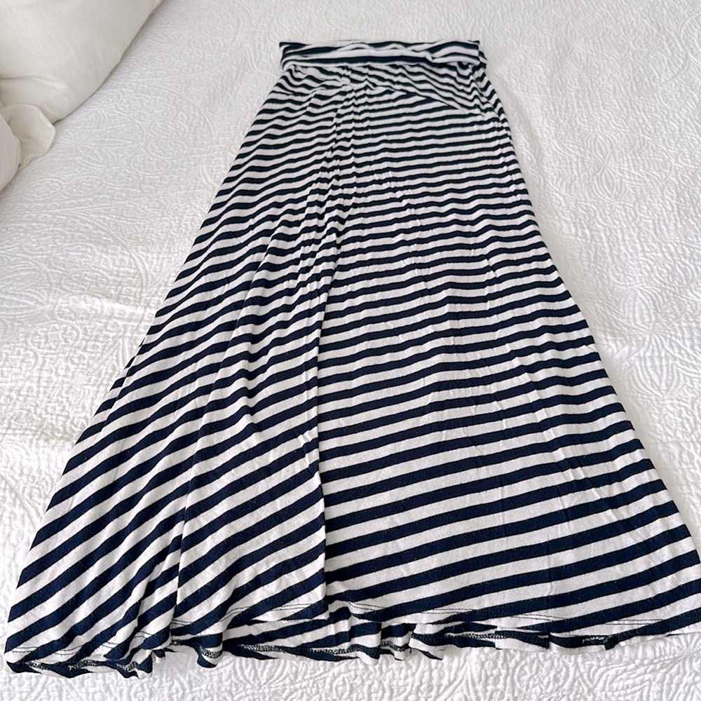 Navy and white maxi skirt
